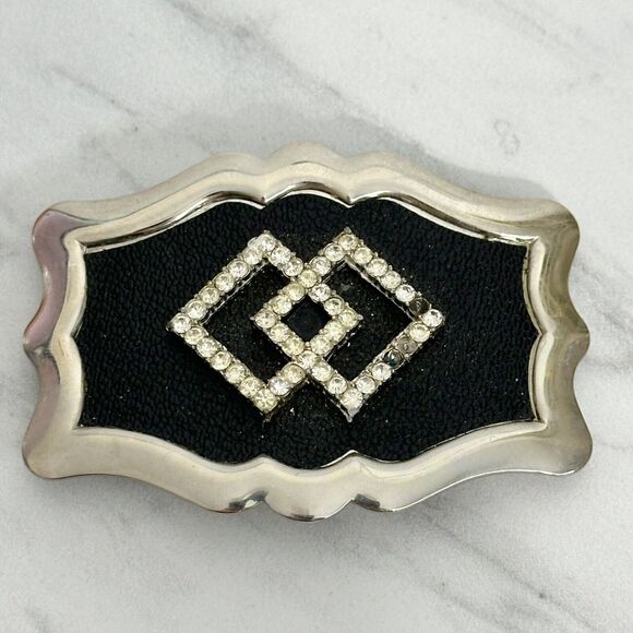 Vintage Rhinestone Studded Belt Buckle Made in USA ✨ - Picture 1 of 9